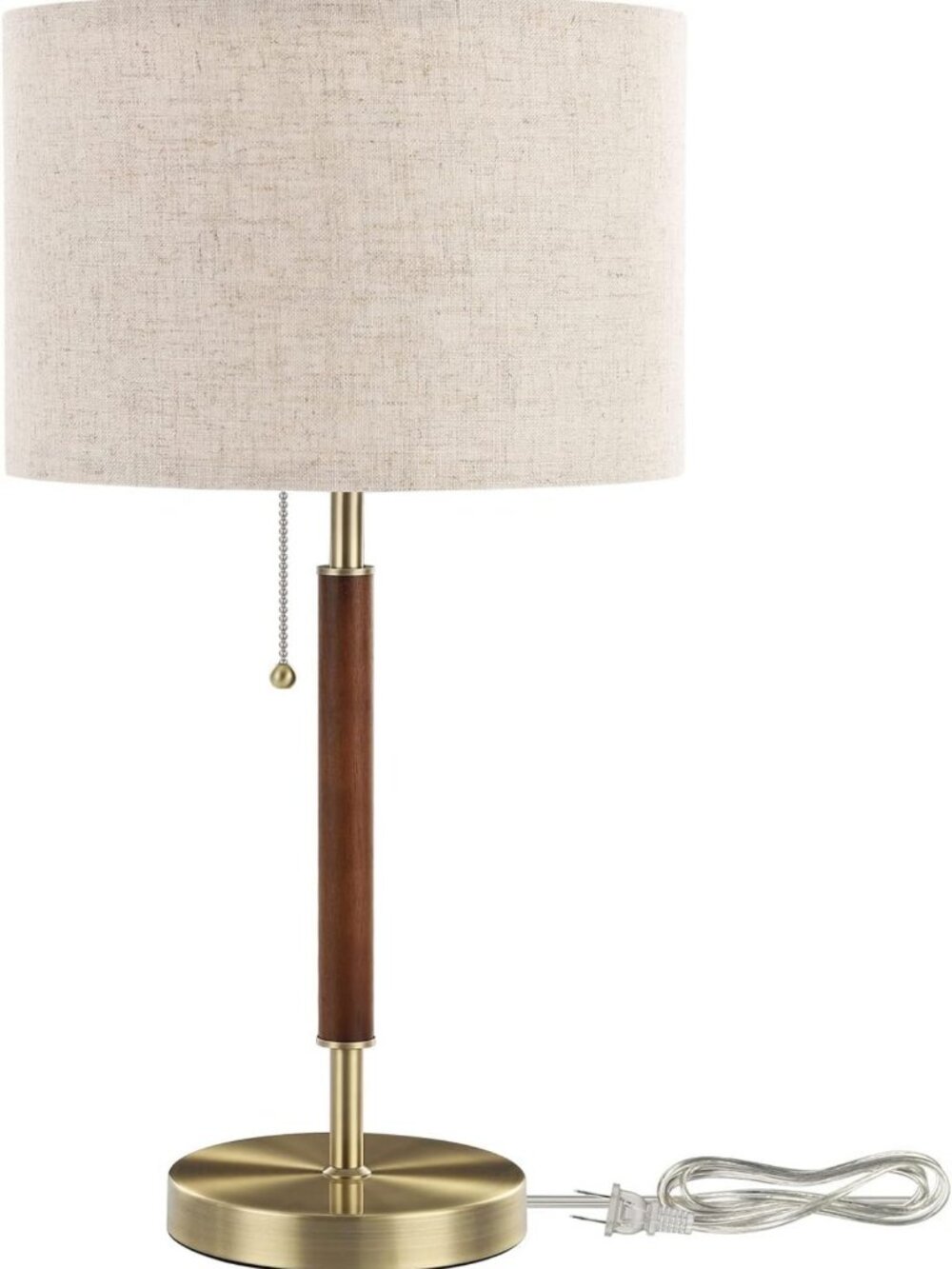 Mid Century Modern Table Lamp, Stylish Bedside Light with Pull Chain Switch, E26